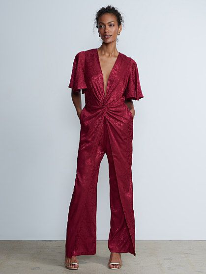 Jumpsuit Wedding Guest, Brocade Print, Bridesmaids Jumpsuits, Sleek Jumpsuit, Formal Cocktail Party, Colorful Jumpsuit, Wedding Jumpsuit, Bold Accessories, Cocktail Attire