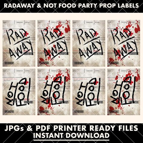 Fallout Radaway Labels Print at Home DIY Replica Cosplay Party Art Instant Digital Download Files - Etsy UK Fallout Halloween Decorations, Fallout Printables, Fallout Christmas, Fallout Diy, Fallout Birthday, Fallout Party, Fallout Theme, Fallout Props, Nerd Party