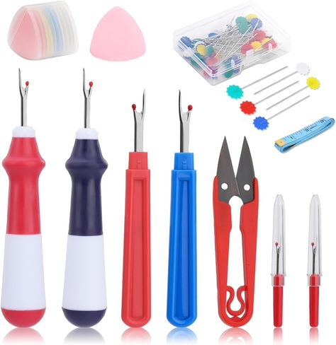 68 PCS Seam Ripper Set, 2 Big 2 Small, and 2 Colorful Stitch Ripper Sewing Tools, Seam Rippers for Sewing with Tailors Chalks, Sewing Pins, Scissors for Sewing Crafting Thread Removin Package includes: Our seam ripper set has 2 big, 2 small (random color), and 2 colorful stitch rippers, 1 pcs scissors, 50 pcs sewing pins, 10 pcs tailors chalks, and 1 soft tape measure, Various types of seam rippers meet different sewing needs. 3 Different Styles: There are 3 different sizes of sewing ripper that Sewing Pins, Seam Rippers, Seam Ripper, Hair Ponytail, Ponytail Styles, Sewing Tools, Random Color, Tape Measure, Spinning