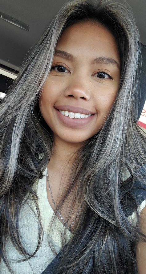 #greyhair #blondehair #highlights #filipina #greyblondehighlights #hair Grey Blonde Highlights, Filipina Hair, Grey Blonde, Black Colour, Grey Hair, Blonde Highlights, Hair Highlights, Blonde Hair, Black Color