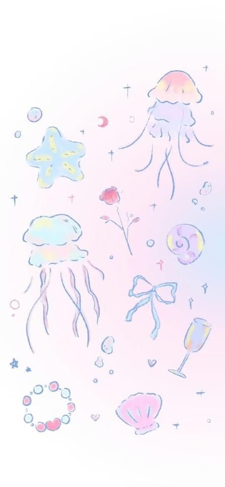 Simple Jellyfish Wallpaper, Kawaii Ocean Wallpaper, Jellyfish Iphone Layout, Cute Jellyfish Wallpaper, Jellyfish Aesthetic Wallpaper, Loopy Wallpaper, Jellyfish Wallpaper Aesthetic, Phone Aesthetic Homescreen, Pink Jellyfish Wallpaper