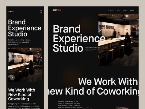 Coworking Design, Agency Website Design, Modern Web Design, Agency Website, Dark Mode, Digital Agency, User Interface Design, Brand Experience, Website Design Inspiration