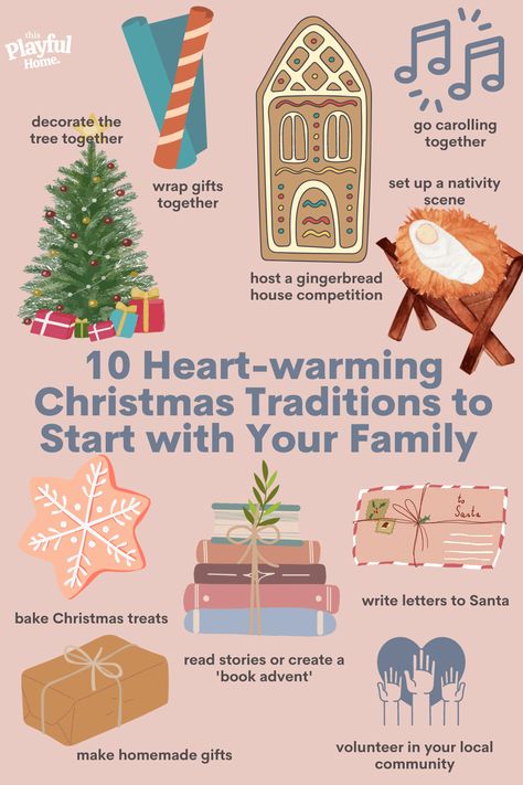 10 Heartwarming Christmas Traditions To Start With Your Family - This Playful Home Old Christmas Traditions, Simple Christmas Traditions, Family Christmas Traditions To Start, Christmas Eve Traditions Kids, Christmas Traditions To Start With Baby, Christmas Family Tradition Ideas, Traditions To Start With Baby, Baby First Christmas Ideas, Kids Christmas Traditions