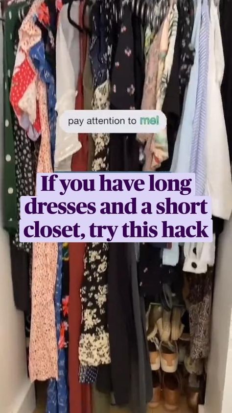 Closet Hacks, Packing Hacks Clothes, Clothes Closet Organization, Wardrobe Organisation, Clothes Organization Diy, Organisation Hacks, Small Closet Organization, Small Closet, Diy Clothes Life Hacks