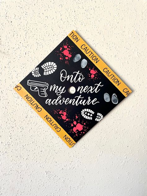 Case Closed Graduation Cap, College Grad Cap Ideas Criminology, Forensic Grad Cap, Criminology Cap Decoration, Grad Cap Ideas Criminology, Criminology Graduation Cap, Police Grad Cap, Graduation Cap Criminology, Csi Graduation Cap