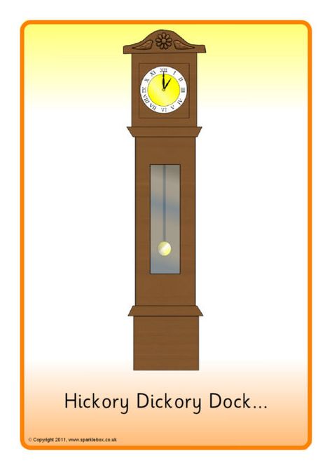 Hickory Dickory Dock Visual Aids (SB650) - SparkleBox Hickory Dickory Dock, Hickory Dickory, Visual Aids, School Themes, Antique Wall Clock, Nursery Rhymes, School Ideas, Big Ben, The Well