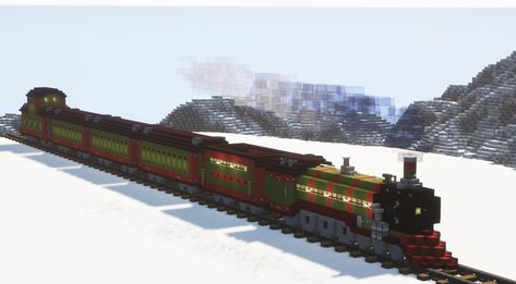 Minecraft Sleigh, Train In Minecraft, Minecraft Steam Train, Minecraft Train Tracks, Minecraft Railroad, Minecraft Railway Ideas, Minecraft Train Station, Minecraft Train, Minecraft Building Blueprints