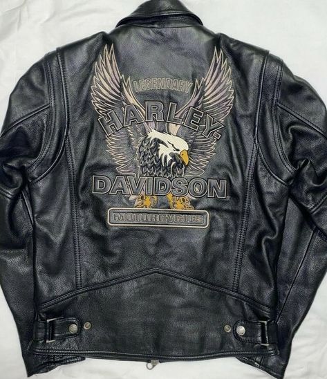 Harley Davidson Jacket Men, Desired Wardrobe, Harley Davidson Vest, Harley Davidson Leather Jackets, Harley Davidson Clothing, Harley Davidson Jacket, Eagle Black, Harley Davidson Men, Motorcycle Outfit