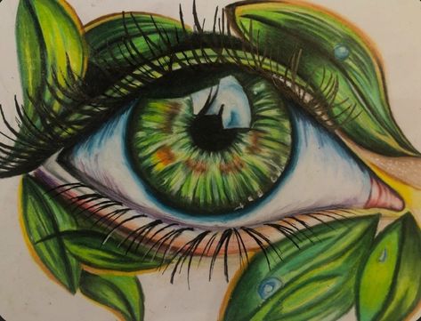 Green Eye Drawing, Green Eyes Drawing, Imaginative Composition, Eye Studies, Green Objects, Cool Eye Drawings, Traditional Tattoo Flowers, Eyes Artwork, Canvas Art Projects