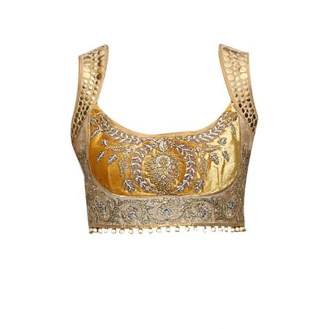 Gold net and crepe designer sari ❤ liked on Polyvore featuring accessories Golden Blouse Designs, Black Color Hairstyles, Golden Blouse, Hairstyles Black Hair, Designer Sari, Color Hairstyles, Sari Blouse Designs, Indian Saree Blouse, Choli Designs