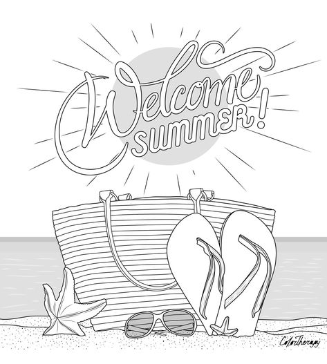 Cruise Coloring Pages, Hello Summer Coloring Pages, Summer Drawing Ideas Creative, Hawaiian Clipart, Coloring Therapy, Beach Coloring Pages, Summer Coloring, Summer Coloring Pages, Doodle Art Journals