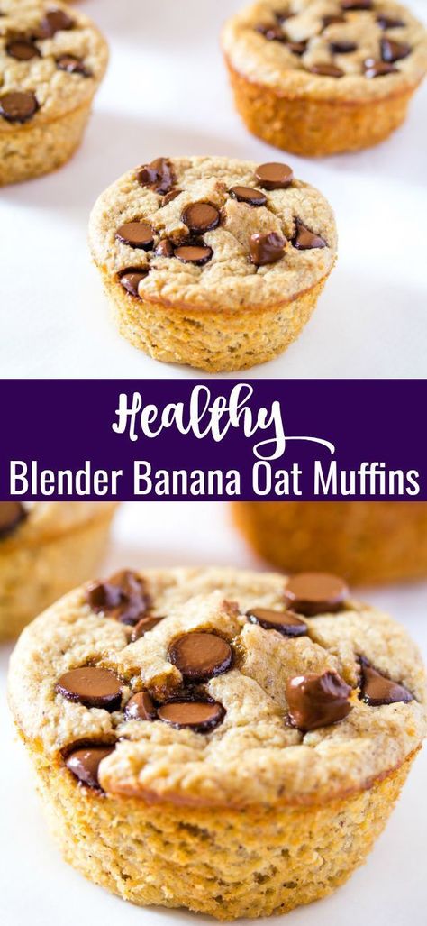 Healthy Blender Banana Oatmeal Muffins are a great healthy option for snacks or school lunches. #muffins #muffinrecipes #oats #oatmeal #bananamuffins #blender Healthy Banana Oat Muffins, Banana Oat Muffins Healthy, Blender Recipe, Blender Muffins, Banana Oatmeal Muffins, Banana Oat Muffins, Healthy Breakfast Muffins, Banana Oat, Oat Muffins