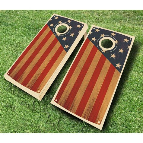 AJJ Cornhole Colonial Chestnut Stained Cornhole Set Red & Yellow Stained Cornhole Boards, Diy American Flag, Cornhole Boards Designs, Cornhole Designs, Patriotic Fashion, Bean Bag Toss, Corn Hole Game, Cornhole Bags, Duck Cloth