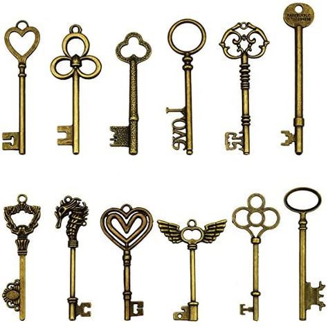 24Pcs Large Antique Bronze Skeleton Keys Rustic Key for Wedding Decoration Favor : Amazon.co.uk: Home & Kitchen Anniversaire Harry Potter, Metal Crown, Skeleton Keys, Steampunk Gears, Vintage Keys, Skeleton Key, Key Pendant, Retro Chic, Diy Pendant