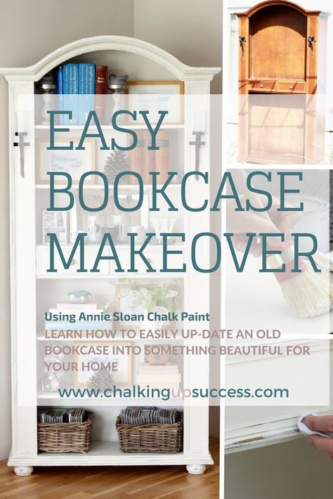 This bookcase was destined for the fire and got a beautiful makeover with Annie Sloan Chalk Paint instead. In this tutorial, you can learn how easy it is to transform old unwanted furniture into beautiful pieces for your home. There are plenty of photos & before and after shots too. #bookcase #anniesloan #chalkpaint Best Chalk Paint, Bookcase Makeover, Bookshelf Makeover, Annie Sloan Painted Furniture, Shabby Chic Furniture Diy, Distressed Furniture Painting, Painted Bookshelves, Bookcase White, Old Bookcase