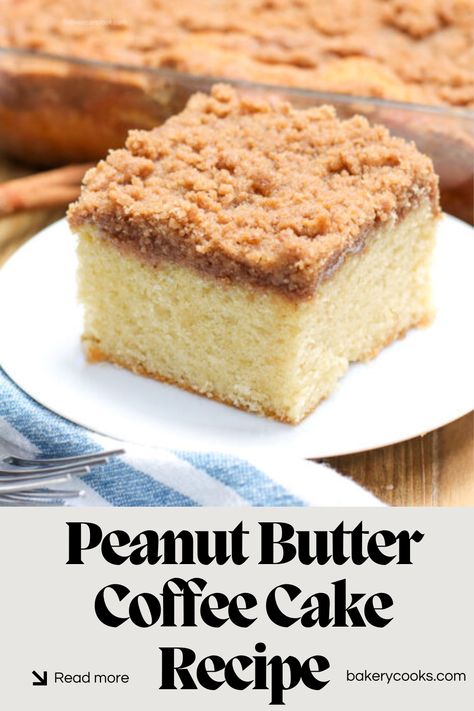 This Peanut Butter Coffee Cake Recipe offers a deliciously moist cake infused with rich peanut butter flavor, topped with a crunchy streusel. Perfect for breakfast or dessert, it’s easy to make and sure to impress friends and family with its delightful taste! Peanut Butter Coffee Cake, Butter Coffee Cake, Yule Log Cake Recipe, Peanut Butter Coffee, Buttermilk Substitute, Coffee Cake Recipe, Butter Cake Recipe, Butter Coffee, Moist Cake