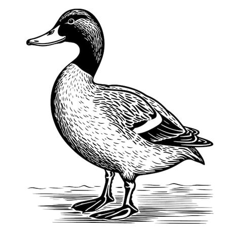 Mallard Duck Illustration, Mallard Illustration, Pyrography Animals, Duck Illustration Design, Mallard Duck Drawing, Draw Duck, Duck Vector, Ducks Art, Goose Illustration