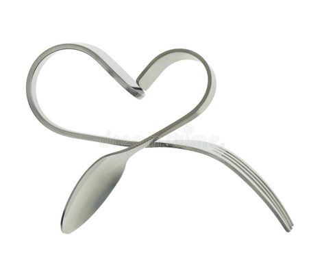 Fork and spoon bent. In shape of heart isolated , #AD, #bent, #spoon, #Fork, #isolated, #heart #ad Bent Spoon, Spoon Bending, Shape Of Heart, Fork And Spoon, Love Shape, Spoon Fork, Forks And Spoons, Marketing Ideas, Business Advertising