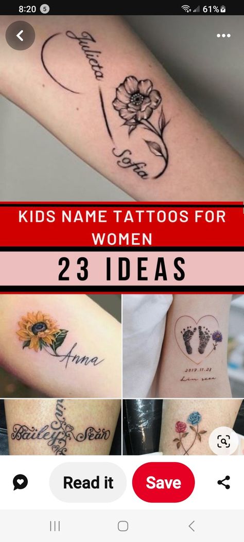 Sons Name Tattoos, Kid Tattoos For Moms, Tattoos For Childrens Names, Kids Initial Tattoos, Small Name Tattoo, Daughters Name Tattoo, Mother Tattoos For Children, Butterfly Name Tattoo, Name Tattoos For Moms