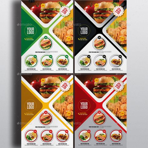 Food Menu Flyer V2 Food Menu Fliers, Flayer Designe Ideas, Rollup Design, Brochure Folds, Brochure Food, Menu Design Inspiration, Restaurant Flyers, Food Flyer Design, Menu Card Design