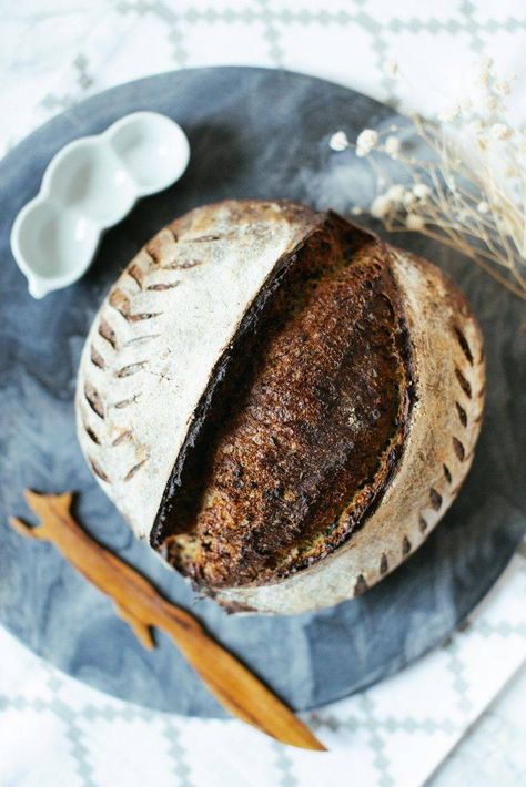 Matcha & Black Sesame Spelt Sourdough | The Floral Vegan Matcha Black Sesame, Hazelnut Bread, Vegan Yogurt Recipe, Spelt Sourdough, Hazelnut Flour, Bread Yeast, Sourdough Recipe, Whole Grain Flour, Milk Bread