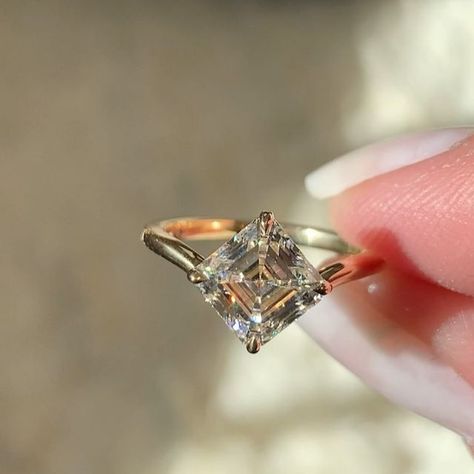 Frank Darling Custom Rings on Instagram: "Small details add all the difference!⁠
⁠
Who said solitaires had to be simple? This kite set Asscher engagement ring was customized to sit snug in a peaked band and basic basket!" Kite Set Asscher Ring, Asscher Engagement Ring, Small Detail, Custom Rings, Engagement Rings, Band, Instagram