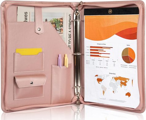 alfinder Vegan Leather Portfolio Binder for Women,Zippered Leather Notepad Holder,Resume Portfolio Work Folio Resume Portfolio, Portfolio Binder, Leather Notepad, Business Portfolio, Padfolio, Leather Portfolio, 3 Ring Binder, 3 Ring Binders, Premium Gift