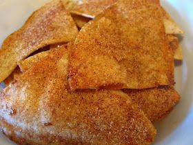 THE REHOMESTEADERS: Baked Cinnamon Sugar Corn Chips Cinnamon Crisps, Cinnamon Sugar Tortillas, Tortilla Chip Recipe, Cinnamon Tortilla Chips, Cinnamon Tortillas, Honey Cream, Cream Dip, Corn Tortilla, Cinnamon Chips