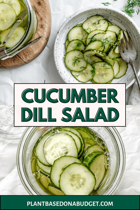 This quick, easy, and light Cucumber Dill Salad is perfect for summer! Sliced cucumbers are marinated in a sweet and tangy marinade and served with plenty of fresh dill. Dill Salad, Cucumber Dill Salad, Marinated Cucumbers, Cucumber Dill, One Dish Dinners, English Cucumber, Fresh Dill, Cucumber Salad, Diet Food