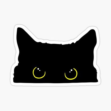 Kitty Illustration, Black Cat Sticker, Cute Laptop Stickers, Black Kitty, Scrapbook Stickers Printable, Black Kitten, Cat Silhouette, New Sticker, Cat Stickers