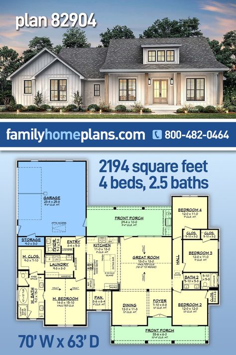 4 Bedroom House With Carport, House Plan 2200 Sq Ft, One Story House Plans With Front Porch, 2300 Sq Ft House Plans One Level 4 Bedroom, Single Story 2500 Sq Ft House Plans, House Plans Under 2200 Sq Ft, One Story Home Design, Donald Gardner House Plans One Story, 1600 Sf House Plans