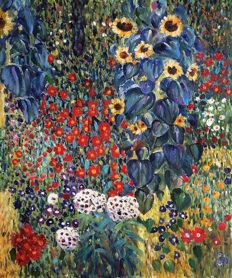 Art Nouveau Flowers Illustration, Garden Painting Art, Garden With Sunflowers, Nouveau Flowers, Artwork Sculpture, Francis Picabia, Farm Photos, Popular Paintings, Art Nouveau Flowers