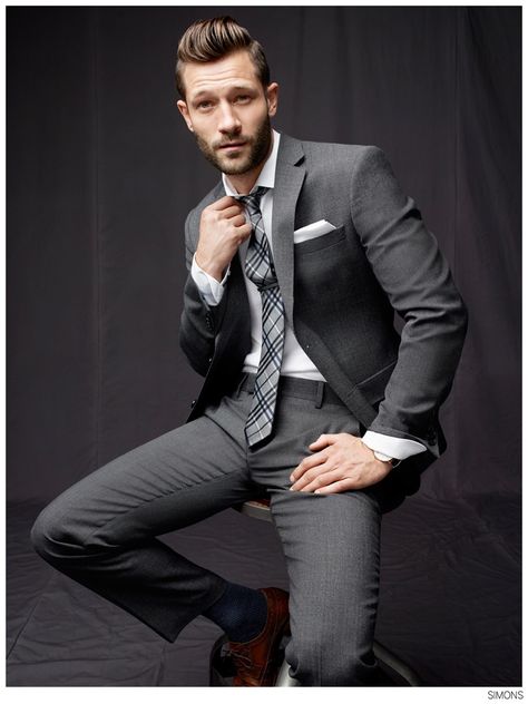 Simons Means Business, Tackles Professional Blue Styles Norwegian Model, Jeenu Mahadevan, A Man In A Suit, Charcoal Suit, Man In A Suit, Lazy Boy, Dark Academia Fashion, Academia Fashion, Slim Suit