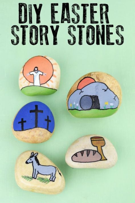 Easter Story Stones, The Story Of Easter, Palm Sunday Crafts, Easter Sunday School, Easter Crafts For Toddlers, Story Stones, Crafts For Toddlers, Easter Story, Easy Easter Crafts