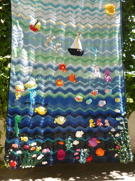 ... Under the Sea Crochet Blanket | by Vecilija's Corner Under The Sea Crochet Blanket, Under The Sea Crochet, Sea Crochet, Blanket Afghan, Man Gifts, Ocean Nursery, Underwater Sea, Crochet Afgans, Crochet For Beginners Blanket