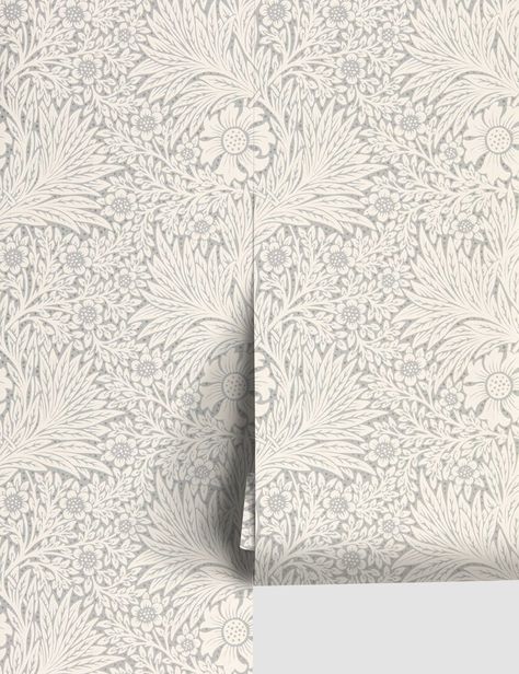 Pure Marigold Floral Wallpaper Cole And Sons Cloud Wallpaper, French Modern Wallpaper, Modern Colonial Wallpaper, Neutral Wallpaper Entryway, Wallpaper And Tile Combination, Small Wallpaper Accent Wall, Primary Bathroom Wallpaper, Neutral Wallpaper Accent Wall, Breakfast Room Wallpaper