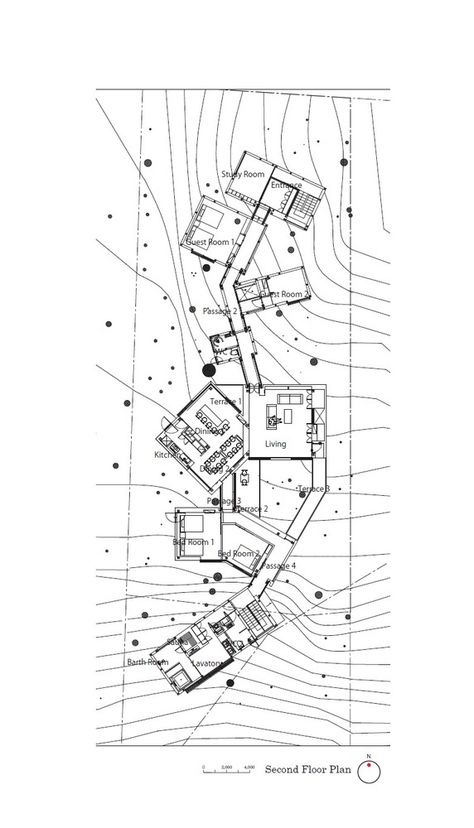 Koshino House, North Arrow, Cluster House, Architecture Concept Diagram, Architecture Design Sketch, Concept Diagram, Desain Lanskap, Plan Drawing, Architecture Design Concept