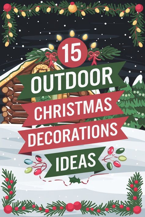 15 outdoor Christmas decorations ideas on a snowy background with festive lights and trees. Red And Green Outdoor Christmas Decor, Outdoor Christmas Decorations Ideas, Elegant Wreaths, Whimsical Yard, Christmas Decorations Ideas, Outdoor Christmas Decoration Ideas, Twinkle String Lights, Beautiful Ornaments, Creative Christmas Trees