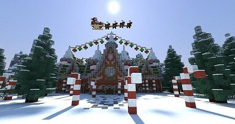 Minecraft Images, Bangunan Minecraft, Minecraft Christmas, Christmas World, Cute Minecraft Houses, Minecraft Construction, Minecraft Decorations, Santa's Workshop, Minecraft House Designs