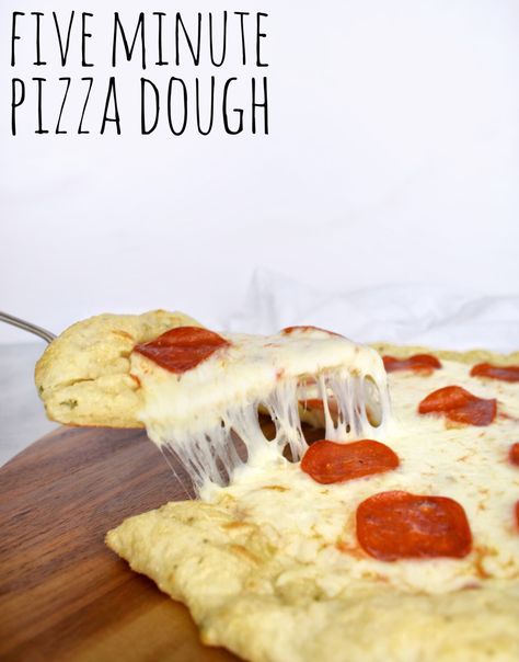 5 Minute Pizza Dough (No Yeast!) - In Fine Taste Yeastless Pizza Dough, Pizza Dough No Yeast, Dough No Yeast, Fast Pizza Dough, Plain Yogurt Recipes, No Rise Pizza Dough, Pizza Dough Recipe Quick, Healthy Homemade Pizza, Quick Pizza Dough