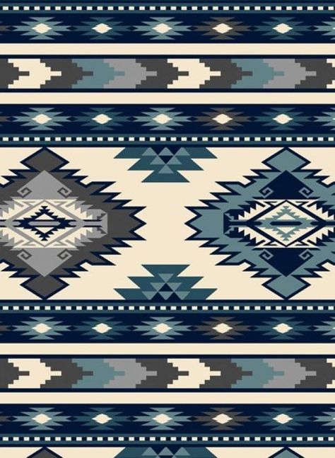 Aztec Wallpaper, Fleece Fabric, Native American, Yard, Navy, Pattern, Fabric, Blue