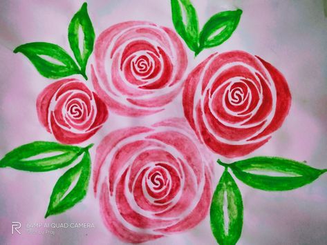 Simple Rose Painting Acrylic, How To Paint Roses Easy Acrylic, Simple Rose Painting, Rose Painting Acrylic, Colour Art, Pottery Painting Designs, Simple Rose, Canvas Painting Designs, Homeschool Art