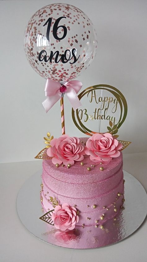 Bolo rosa com glitter Bolo Rosa Pink Com Glitter, Birthday Cake Roses, Happy Birthday Decor, Unique Birthday Cakes, Cupcake Birthday Cake, Custom Birthday Cakes, Simple Cake Designs, Funny Birthday Cakes, Cake Decorating Piping