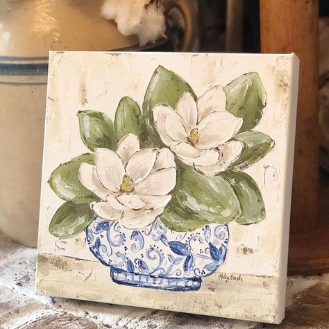 Haley B Designs on Instagram: “Sweet Magnolias 🍃 . #magnolia #magnolias #floral #chinoiserie #floralpainting #floralart #magnoliapainting #haleybdesigns #haleybushart” Magnolia Painting, Floral Chinoiserie, Acrylic Inspiration, Girls Night Crafts, Magnolia Paint, Sweet Magnolias, Diy Paintings, Hydrangea Painting, Small Wall Art