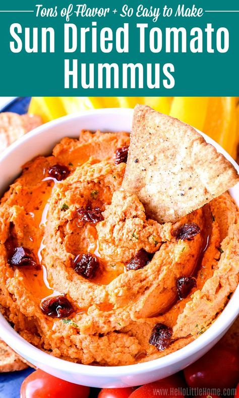 Houmous Recipe Homemade Hummus, Chickpea Sundried Tomato, Hummus With Sundried Tomatoes, Hummus From Dried Chickpeas, Sun Dried Tomato Hummus Recipe, Tomato Hummus Recipe, Sundried Tomato Hummus, Appetizer Vegetarian, Sun Dried Tomato Hummus