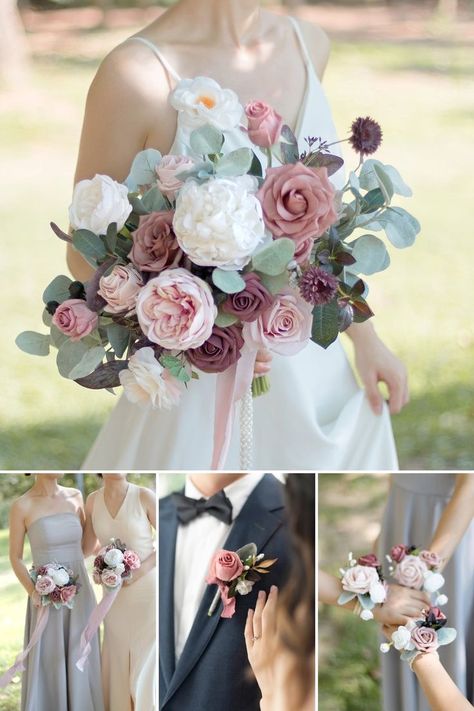 Mauve Theme Wedding, Dusty Rose Wedding Centerpieces, Dusty Rose Bridal Party, Dusty Rose Mauve Wedding, Mauve Wedding Decorations, Dusty Rose And Mauve Wedding, Dusty Pink Wedding Theme, Mauve Wedding Decor, Mauve Wedding Theme