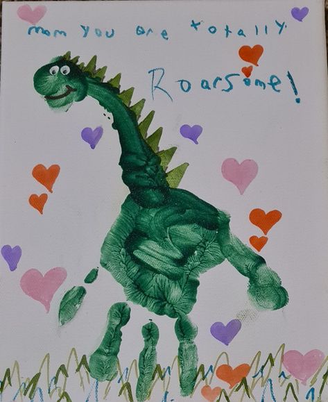 Dino Handprint Art, Handprint Dinosaur, Hand Dinosaur Craft, Dino Handprint Craft, Handprint Art Dinosaur, Dinasour Art And Craft For Kids, Dinosaur Valentine Craft Preschool, Dinosaur Handprint Art, Dinosaur Hand Print Art