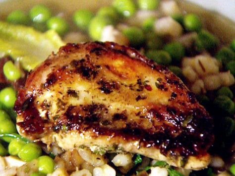 Get Jamie Oliver's Pan-Fried Partridge with a Delicate Pearl Barley, Pea and Lettuce Stew Recipe from Food Network Partridge Recipe, Pan Fried Flounder, Barley Recipes, Fried Flounder, Lemon Caper Sauce, Caper Sauce, Pearl Barley, Game Recipes, Wild Game Recipes