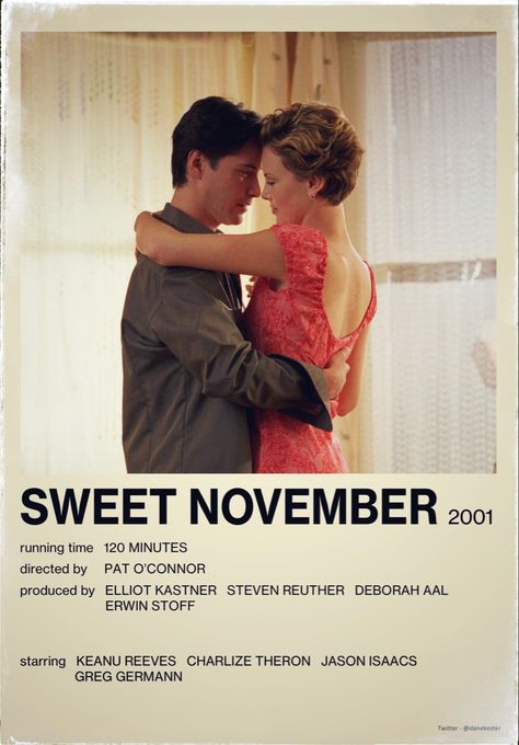 Autumn Romcoms, Romance Film Poster, Movies To Watch In November, Sweet November Movie Quotes, November Movie List, Sweet November Movie, November Movies, Falling In Love Movie, Autumn Movies