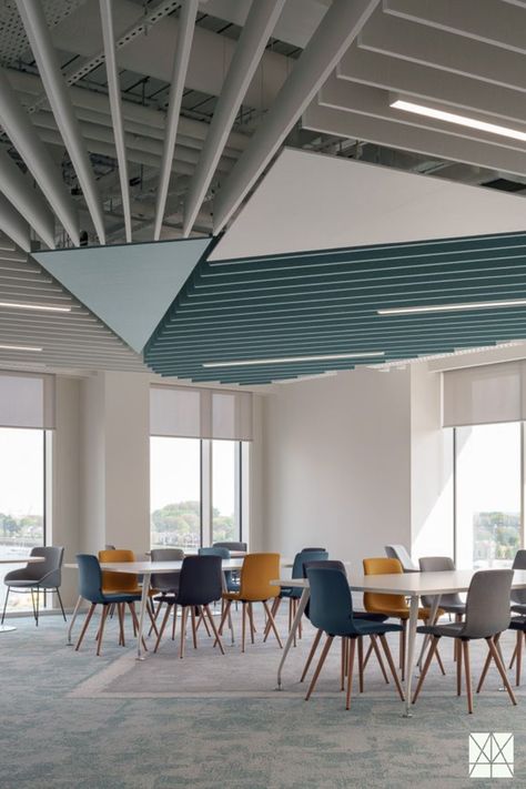 Transform your space into a haven of tranquility with Impact Acoustic designs from Habitat Matter. Elevate aesthetics and acoustics in perfect harmony. 🌟🎶 Discover the art of sound and style: https://habitatmatter.com/impact-acoustic #acousticceilingbaffles #woodceilingbaffles #ceilingbaffledesign #linear #turf #exposedceiling #ceilingbafflewave Baffle Ceiling, Acoustic Baffles, Acoustic Ceiling Panels, Office Ceiling, Acoustic Design, Modern Office Design, Luxury Office, Dropped Ceiling, Linear Lighting